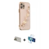 MARSİLYAN™- iPhone 12 Pro Kılıf Nova Işık Prime - Siyah 3D Antistatik Cam Ekran Koruyucu + Rainbow Kamera Lens Koruma Cam - GD