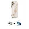 MARSİLYAN™- iPhone 12 Pro Kılıf Nova Işık Prime - Siyah 3D Antistatik Cam Ekran Koruyucu + Rainbow Kamera Lens Koruma Cam - GD