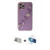 MARSİLYAN™- iPhone 12 Pro Kılıf Nova Işık Prime - Siyah 3D Antistatik Cam Ekran Koruyucu + Rainbow Kamera Lens Koruma Cam - GD