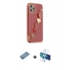 MARSİLYAN™- iPhone 12 Pro Kılıf Nova Işık Prime - Siyah 3D Antistatik Cam Ekran Koruyucu + Shine Kamera Lens Koruma Cam - GS