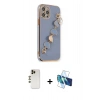 MARSİLYAN™- iPhone 12 Pro Kılıf Nova Işık Prime - Siyah 3D Antistatik Cam Ekran Koruyucu + Shine Kamera Lens - GD