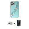MARSİLYAN™- iPhone 12 Pro Kılıf Nova Işık Prime - Siyah 3D Antistatik Hayalet Cam Ekran Koruyucu + Rainbow Kamera Lens Koruma Cam - GD