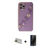 MARSİLYAN™- iPhone 12 Pro Kılıf Nova Işık Prime - Siyah 3D Antistatik Hayalet Cam Ekran Koruyucu + Rainbow Kamera Lens Koruma Cam - GD