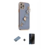 MARSİLYAN™- iPhone 12 Pro Kılıf Nova Işık Prime - Siyah 3D Antistatik Hayalet Cam Ekran Koruyucu + Shine Kamera Lens Koruma Cam - GS