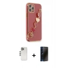 MARSİLYAN™- iPhone 12 Pro Kılıf Nova Işık Prime - Siyah 3D Antistatik Hayalet Cam Ekran Koruyucu + Shine Kamera Lens - GS