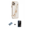 MARSİLYAN™- iPhone 12 Pro Kılıf Nova Işık Prime - Siyah 3D Antistatik Hayalet Cam Ekran Koruyucu + Shine Kamera Lens Koruma Cam - GS