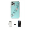 MARSİLYAN™- iPhone 12 Pro Kılıf Nova Işık Prime - Siyah 3D Antistatik Hayalet Cam Ekran Koruyucu + Shine Kamera Lens - GS
