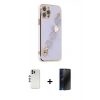 MARSİLYAN™- iPhone 12 Pro Kılıf Nova Işık Prime - Siyah 3D Antistatik Hayalet Cam Ekran Koruyucu + Shine Kamera Lens - GS