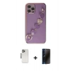 MARSİLYAN™- iPhone 12 Pro Kılıf Nova Işık Prime - Siyah 3D Antistatik Hayalet Cam Ekran Koruyucu + Shine Kamera Lens - GS