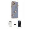 MARSİLYAN™- iPhone 12 Pro Kılıf Nova Işık Prime - Siyah 3D Antistatik Hayalet Cam Ekran Koruyucu + Shine Kamera Lens - GS