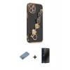 MARSİLYAN™- iPhone 12 Pro Kılıf Nova Işık Prime - Siyah 3D Antistatik Hayalet Cam Ekran Koruyucu + Shine Kamera Lens Koruma Cam - GS