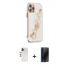 MARSİLYAN™- iPhone 12 Pro Kılıf Nova Işık Prime - Siyah 3D Antistatik Hayalet Cam Ekran Koruyucu + Shine Kamera Lens - GS