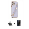 MARSİLYAN™- iPhone 12 Pro Kılıf Nova Işık Prime - Siyah 3D Antistatik Hayalet Cam Ekran Koruyucu + Kamera Lens Koruma Cam - SF