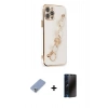 MARSİLYAN™- iPhone 12 Pro Kılıf Nova Işık Prime - Siyah 3D Antistatik Hayalet Cam Ekran Koruyucu + Metal Kamera Lens Koruma Cam - KUYL