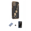 MARSİLYAN™- iPhone 12 Pro Kılıf Nova Işık Prime - Siyah 3D Antistatik Hayalet Cam Ekran Koruyucu + Metal Kamera Lens Koruma Cam - KUYL