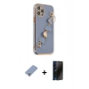 MARSİLYAN™- iPhone 12 Pro Kılıf Nova Işık Prime - Siyah 3D Antistatik Hayalet Cam Ekran Koruyucu + Metal Kamera Lens Koruma Cam - KUYL