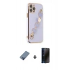 MARSİLYAN™- iPhone 12 Pro Kılıf Nova Işık Prime - Siyah 3D Antistatik Hayalet Cam Ekran Koruyucu + Metal Kamera Lens Koruma Cam - MI