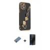 MARSİLYAN™- iPhone 12 Pro Kılıf Nova Işık Prime - Siyah 3D Antistatik Hayalet Cam Ekran Koruyucu + Metal Kamera Lens Koruma Cam - MR