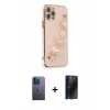 MARSİLYAN™- iPhone 12 Pro Kılıf Nova Işık Prime - Siyah 3D Antistatik Hayalet Cam Ekran Koruyucu + Neon Fosforlu Kamera Lens - MI