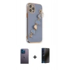MARSİLYAN™- iPhone 12 Pro Kılıf Nova Işık Prime - Siyah 3D Antistatik Hayalet Cam Ekran Koruyucu + Neon Fosforlu Kamera Lens - MI