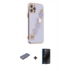 MARSİLYAN™- iPhone 12 Pro Kılıf Nova Işık Prime - Siyah 3D Antistatik Hayalet Cam Ekran Koruyucu + Renkli Kamera Lens Koruma Cam - PE