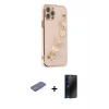 MARSİLYAN™- iPhone 12 Pro Kılıf Nova Işık Prime - Siyah 3D Antistatik Hayalet Cam Ekran Koruyucu + Renkli Kamera Lens Koruma Cam - PE