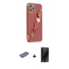 MARSİLYAN™- iPhone 12 Pro Kılıf Nova Işık Prime - Siyah 3D Antistatik Hayalet Cam Ekran Koruyucu + Renkli Kamera Lens Koruma Cam - PE