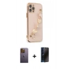 MARSİLYAN™- iPhone 12 Pro Kılıf Nova Işık Prime - Siyah 3D Antistatik Hayalet Cam Ekran Koruyucu + Neon Fosforlu Kamera Lens - SI