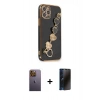 MARSİLYAN™- iPhone 12 Pro Kılıf Nova Işık Prime - Siyah 3D Antistatik Hayalet Cam Ekran Koruyucu + Neon Fosforlu Kamera Lens - SI