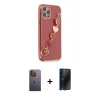 MARSİLYAN™- iPhone 12 Pro Kılıf Nova Işık Prime - Siyah 3D Antistatik Hayalet Cam Ekran Koruyucu + Neon Fosforlu Kamera Lens - SI