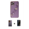MARSİLYAN™- iPhone 12 Pro Kılıf Nova Işık Prime - Siyah 3D Antistatik Hayalet Cam Ekran Koruyucu + Neon Fosforlu Kamera Lens - SI