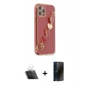 MARSİLYAN™- iPhone 12 Pro Kılıf Nova Işık Prime - Siyah 3D Antistatik Hayalet Cam Ekran Koruyucu + Kamera Lens Koruma Cam - SF