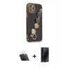 MARSİLYAN™- iPhone 12 Pro Kılıf Nova Işık Prime - Siyah 3D Antistatik Hayalet Cam Ekran Koruyucu + Kamera Lens Koruma Cam - SF