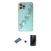 MARSİLYAN™- iPhone 12 Pro Kılıf Nova Işık Prime - Siyah 3D Antistatik Hayalet Cam Ekran Koruyucu + Shine Kamera Lens Koruma Cam - GD