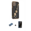 MARSİLYAN™- iPhone 12 Pro Kılıf Nova Işık Prime - Siyah 3D Antistatik Hayalet Cam Ekran Koruyucu + Shine Kamera Lens Koruma Cam - GD