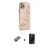 MARSİLYAN™- iPhone 12 Pro Kılıf Nova Işık Prime - Siyah 3D Antistatik Hayalet Cam Ekran Koruyucu + Shine Kamera Lens Koruma Cam - SH