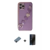 MARSİLYAN™- iPhone 12 Pro Kılıf Nova Işık Prime - Siyah 3D Antistatik Hayalet Cam Ekran Koruyucu + Shine Kamera Lens Koruma Cam - SH
