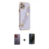 MARSİLYAN™- iPhone 12 Pro Kılıf Nova Işık Prime - Siyah 3D Antistatik Hayalet Cam Ekran Koruyucu + Neon Fosforlu Kamera Lens - TU