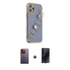 MARSİLYAN™- iPhone 12 Pro Kılıf Nova Işık Prime - Siyah 3D Antistatik Hayalet Cam Ekran Koruyucu + Neon Fosforlu Kamera Lens - TU