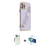 MARSİLYAN™- iPhone 12 Pro Kılıf Nova Işık Prime - Siyah 3D Antistatik Seramik Nano Ekran Koruyucu + Mavi Shine Kamera Lens