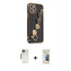 MARSİLYAN™- iPhone 12 Pro Kılıf Nova Işık Prime - Siyah 6D Mat Seramik Hayalet Nano Ekran Koruyucu + Shine Kamera Lens - GD