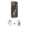 MARSİLYAN™- iPhone 12 Pro Kılıf Nova Işık Prime - Siyah 6D Mat Seramik Hayalet Nano Ekran Koruyucu + Shine Kamera Lens - MI