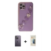 MARSİLYAN™- iPhone 12 Pro Kılıf Nova Işık Prime - Siyah 6D Mat Seramik Hayalet Nano Ekran Koruyucu + Neon Fosforlu Kamera Lens - BZ