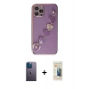 MARSİLYAN™- iPhone 12 Pro Kılıf Nova Işık Prime - Siyah 6D Mat Seramik Hayalet Nano Ekran Koruyucu + Neon Fosforlu Kamera Lens - MI