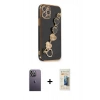MARSİLYAN™- iPhone 12 Pro Kılıf Nova Işık Prime - Siyah 6D Mat Seramik Hayalet Nano Ekran Koruyucu + Neon Fosforlu Kamera Lens - BZ