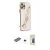 MARSİLYAN™- iPhone 12 Pro Kılıf Nova Işık Prime - Siyah 6D Mat Seramik Hayalet Nano Ekran Koruyucu + Renkli Kamera Lens Koruma Cam - TU
