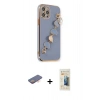 MARSİLYAN™- iPhone 12 Pro Kılıf Nova Işık Prime - Siyah 6D Mat Seramik Hayalet Nano Ekran Koruyucu + Renkli Kamera Lens Koruma Cam - TU