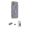 MARSİLYAN™- iPhone 12 Pro Kılıf Nova Işık Prime - Siyah 6D Mat Seramik Hayalet Nano Ekran Koruyucu + Renkli Kamera Lens Koruma Cam - SI