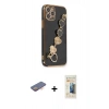 MARSİLYAN™- iPhone 12 Pro Kılıf Nova Işık Prime - Siyah 6D Mat Seramik Hayalet Nano Ekran Koruyucu + Renkli Kamera Lens Koruma Cam - TU