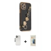 MARSİLYAN™- iPhone 12 Pro Kılıf Nova Işık Prime - Siyah 6D Mat Seramik Hayalet Nano Ekran Koruyucu + Shine Kamera Lens - GS